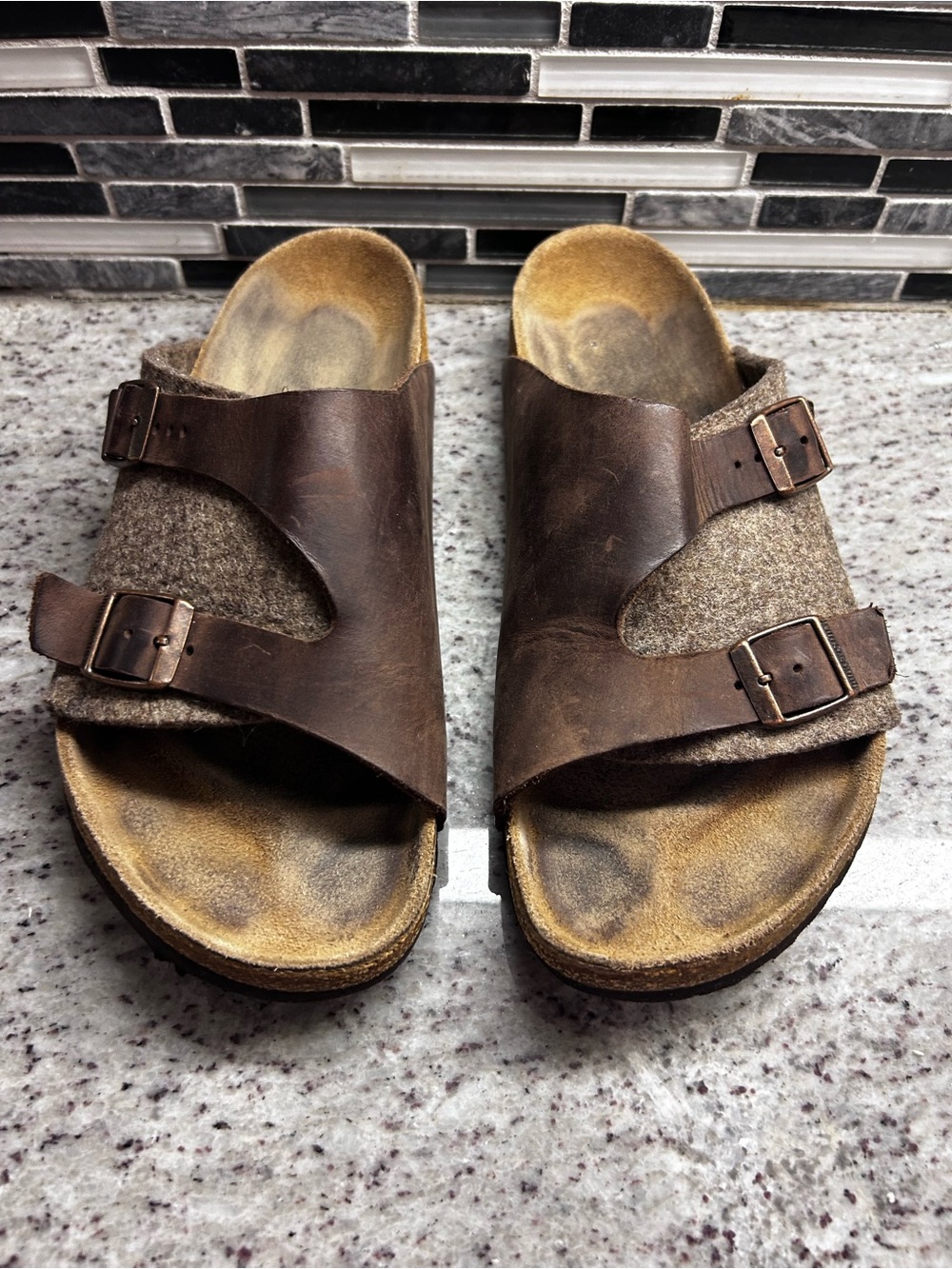 Birkenstock Mens Brown zurich Two-Buckle Slide Sandals size 10 - Picture 6 of 8